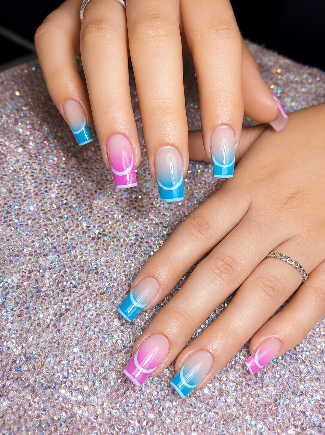 French degradado azul y rosa